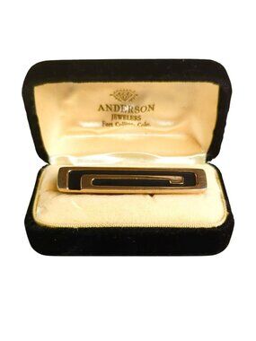 Vintage Hickok Gold-Tone & Black Enamel Tie Bar Clip